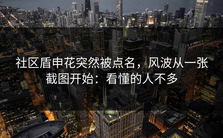 社区盾申花突然被点名，风波从一张截图开始：看懂的人不多